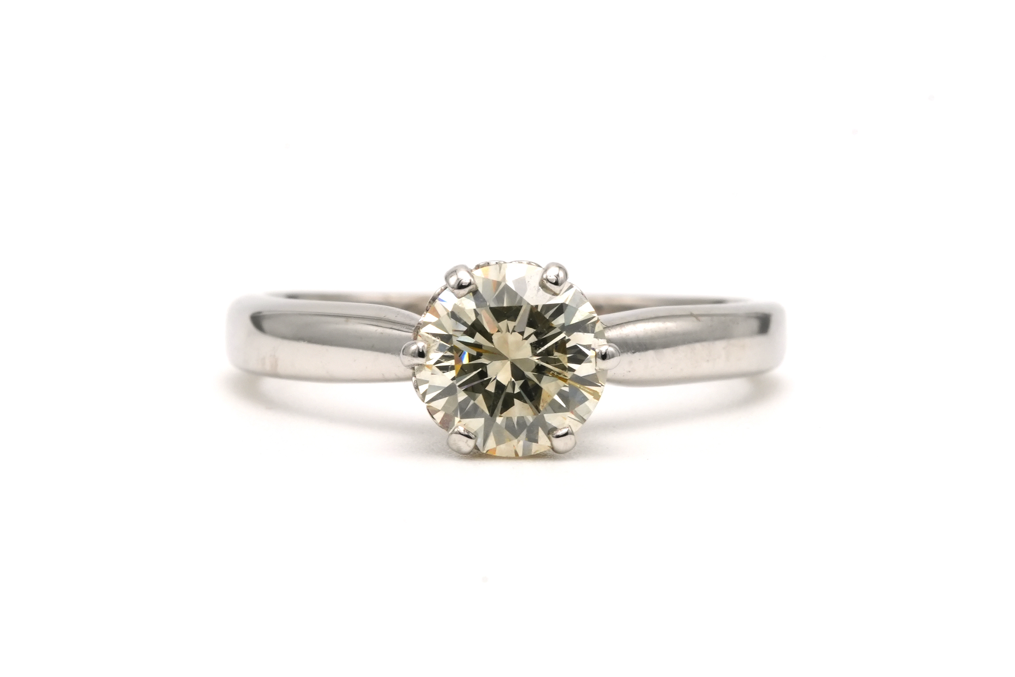 Bague Contemporaine en or blanc 18 carats sertie d'un diamant "taille" brillant (+- 1.25ct) - 1