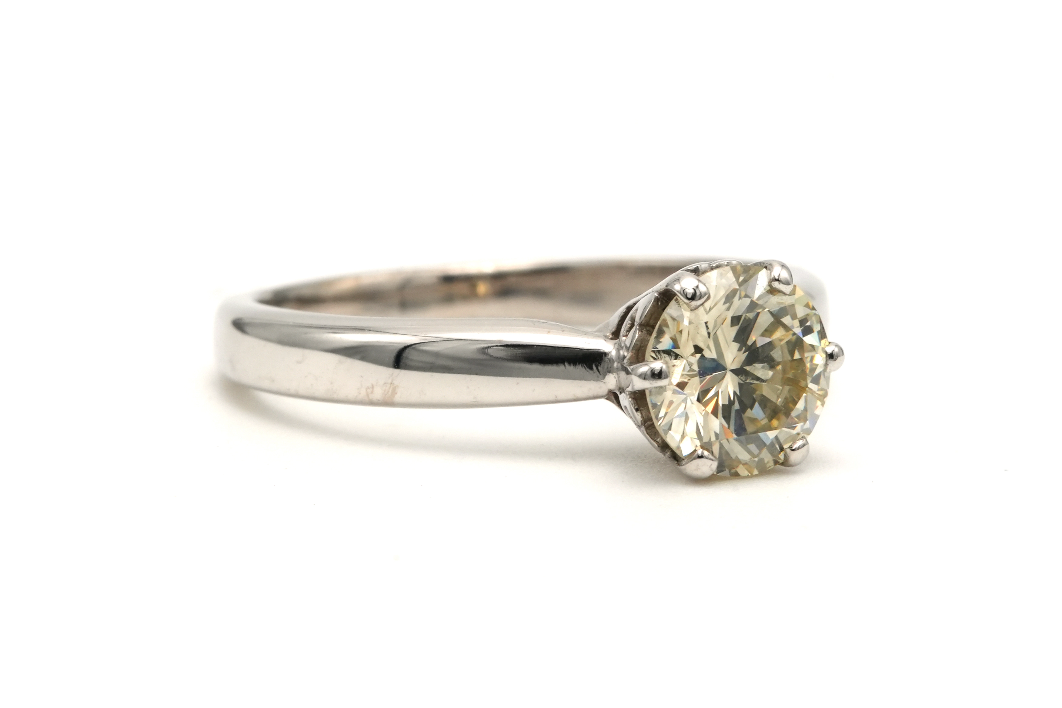 Bague Contemporaine en or blanc 18 carats sertie d'un diamant "taille" brillant (+- 1.25ct) - 6