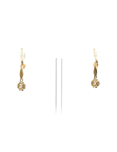 Boucles d'oreilles Art Déco en or jaune 18 carats serties de saphirs blancs - 5