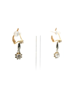 Boucles d'oreilles Art Déco en or jaune 18 carats serties de saphirs blancs - 1