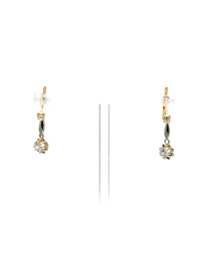 Boucles d'oreilles Art Déco en or jaune 18 carats serties de saphirs blancs - 2