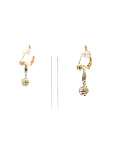 Boucles d'oreilles Art Déco en or jaune 18 carats serties de saphirs blancs - 3