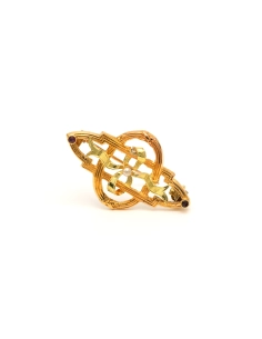 Broche Art Nouveau en or jaune 18 carats sertie d'une perle et de rubis - - 1