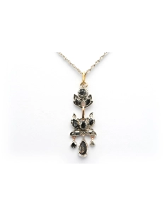 Collier Napoléon III en or jaune 18 carats, argent, pierre du Rhin et diamants "taille" rose - 1