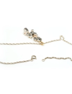 Collier Napoléon III en or jaune 18 carats, argent, pierre du Rhin et diamants "taille" rose - 6
