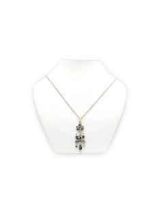 Collier Napoléon III en or jaune 18 carats, argent, pierre du Rhin et diamants "taille" rose - 2