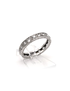 Bague Art Déco en or blanc 18 carats sertie de diamants old cut - - 6