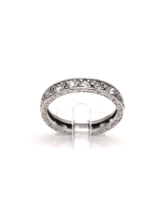 Bague Art Déco en or blanc 18 carats sertie de diamants old cut - - 1