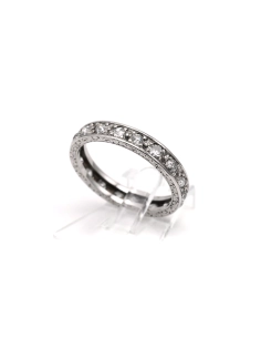 Bague Art Déco en or blanc 18 carats sertie de diamants old cut - - 2