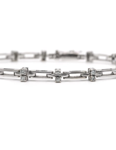 Bracelet contemporain en or blanc 18 carats serti de diamants "taille" brillant (+-0.84ct) - - 4
