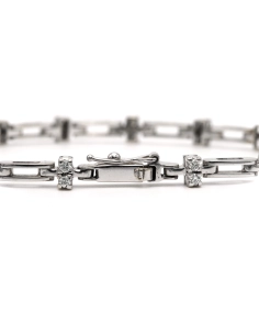 Bracelet contemporain en or blanc 18 carats serti de diamants "taille" brillant (+-0.84ct) - - 5