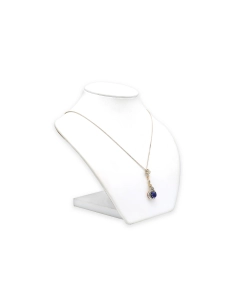 Collier Art Déco en or jaune 18 carats et argent, saphir de synthèse et diamants "taille" rose - 4