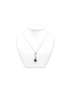 Collier Art Déco en or jaune 18 carats et argent, saphir de synthèse et diamants "taille" rose - 2
