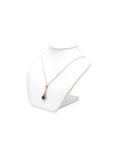 Collier Art Déco en or jaune 18 carats et argent, saphir de synthèse et diamants "taille" rose - 3