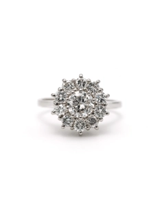 Bague contemporaine en or blanc 18 carats sertie de diamants "taille" brillant (+-1.35ct) - - 1