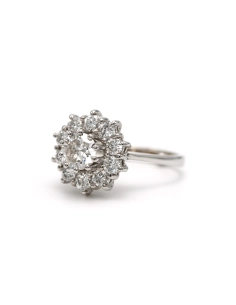 Bague contemporaine en or blanc 18 carats sertie de diamants "taille" brillant (+-1.35ct) - - 2