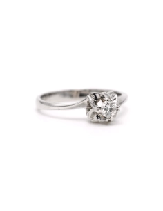 Bague contemporaine en or blanc 18 carats sertie d'un diamant "taille" brillant (+-0.18ct) - - 6