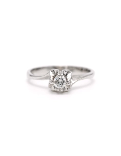 Bague contemporaine en or blanc 18 carats sertie d'un diamant "taille" brillant (+-0.18ct) - - 1
