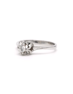 Bague contemporaine en or blanc 18 carats sertie d'un diamant "taille" brillant (+-0.18ct) - - 2