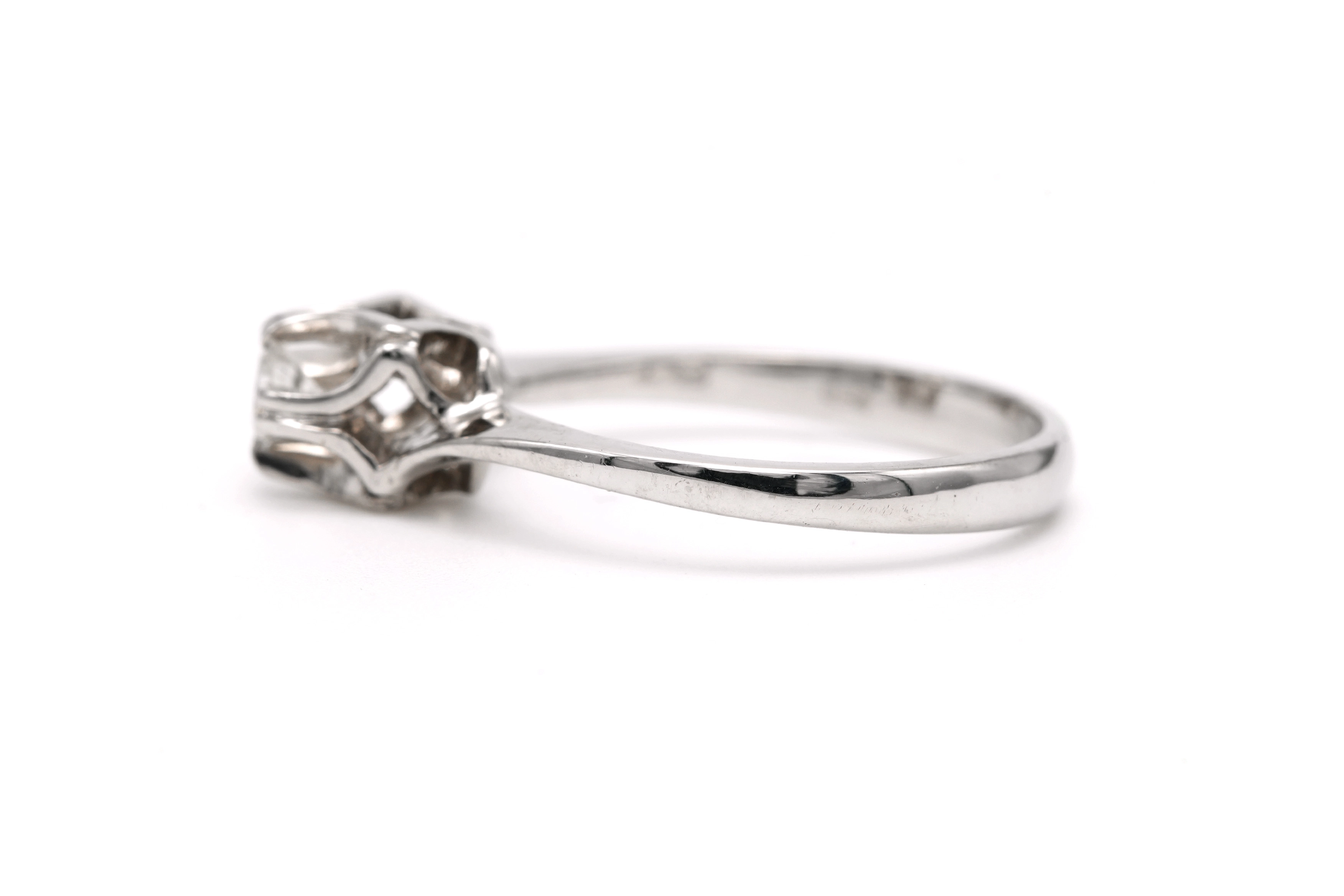 Bague contemporaine en or blanc 18 carats sertie d'un diamant "taille" brillant (+-0.18ct) - - 3