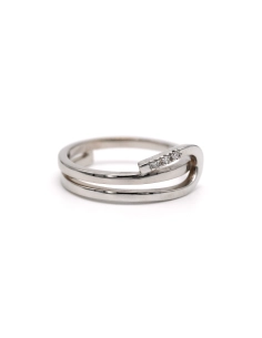 Bague contemporaine en or blanc 18 carats sertie de diamants "taille" brillant (+-0.042ct) - - 6