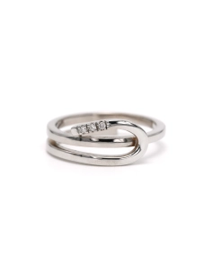 Bague contemporaine en or blanc 18 carats sertie de diamants "taille" brillant (+-0.042ct) - - 1