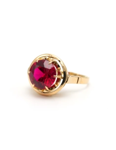 Bague Art Déco en or jaune 18 carats sertie d'un rubis de synthèse - - 2