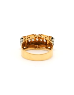 Bague Art Déco en or jaune et blanc 18 carats sertie de diamants "taille" rose - 4