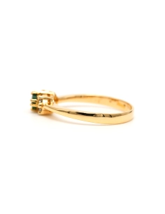 Bague contemporaine en or jaune 18 carats sertie d'une émeraude et de diamants "taille" brillant (+-0.056ct) - 3