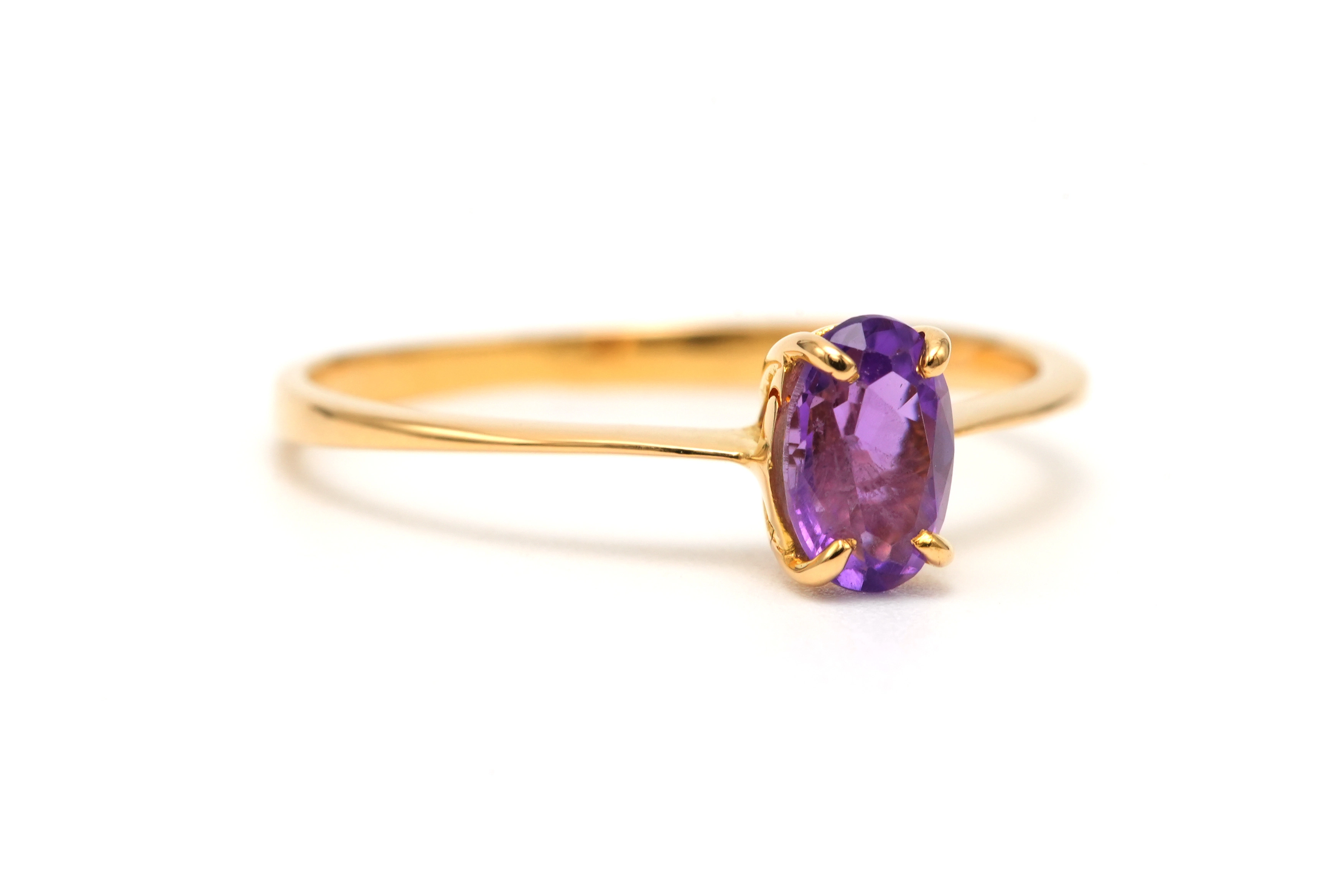 Bague contemporaine en or jaune 18 carats sertie d'une améthyste - 6