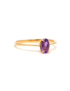 Bague contemporaine en or jaune 18 carats sertie d'une améthyste - 6