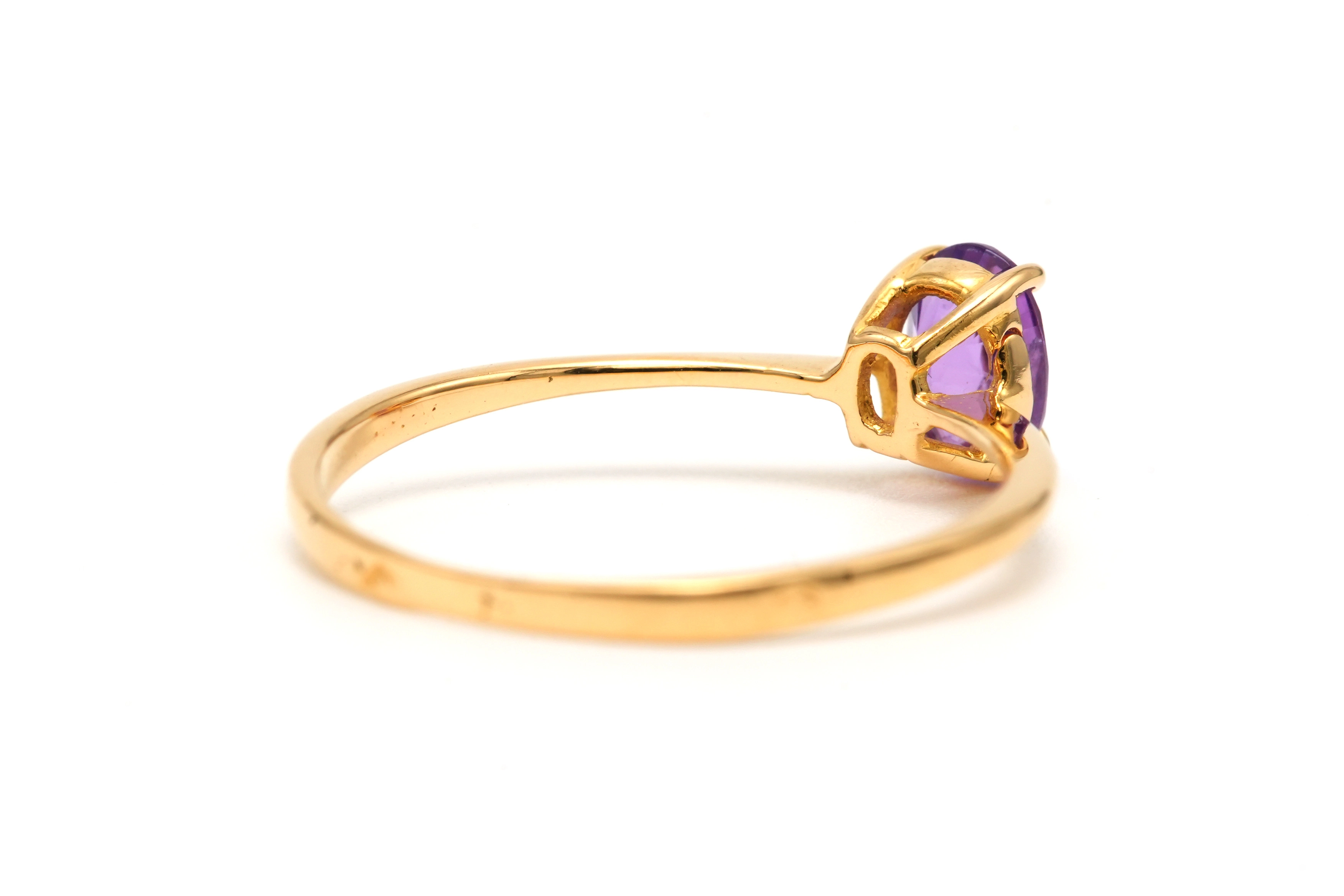 Bague contemporaine en or jaune 18 carats sertie d'une améthyste - 5