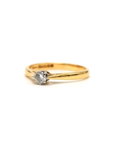 Solitaire contemporain en or jaune et blanc 18 carats serti d'un diamant "taille" brillant (+-0.14ct) - 2