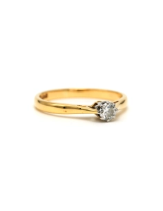 Solitaire contemporain en or jaune et blanc 18 carats serti d'un diamant "taille" brillant (+-0.14ct) - 6