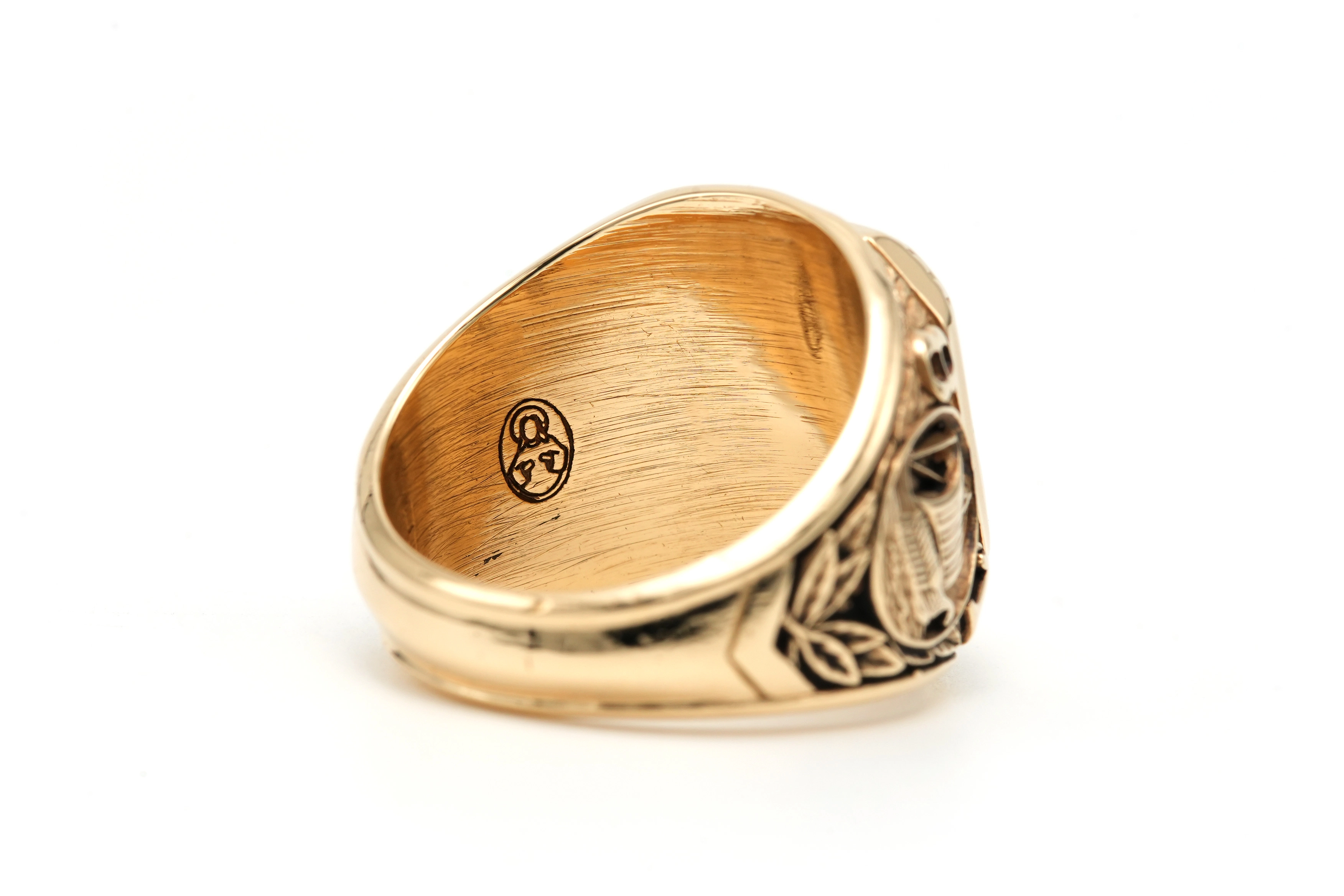 Chevalière "universitaire" 1981 en or jaune 10 carats sertie d'une citrine - 5