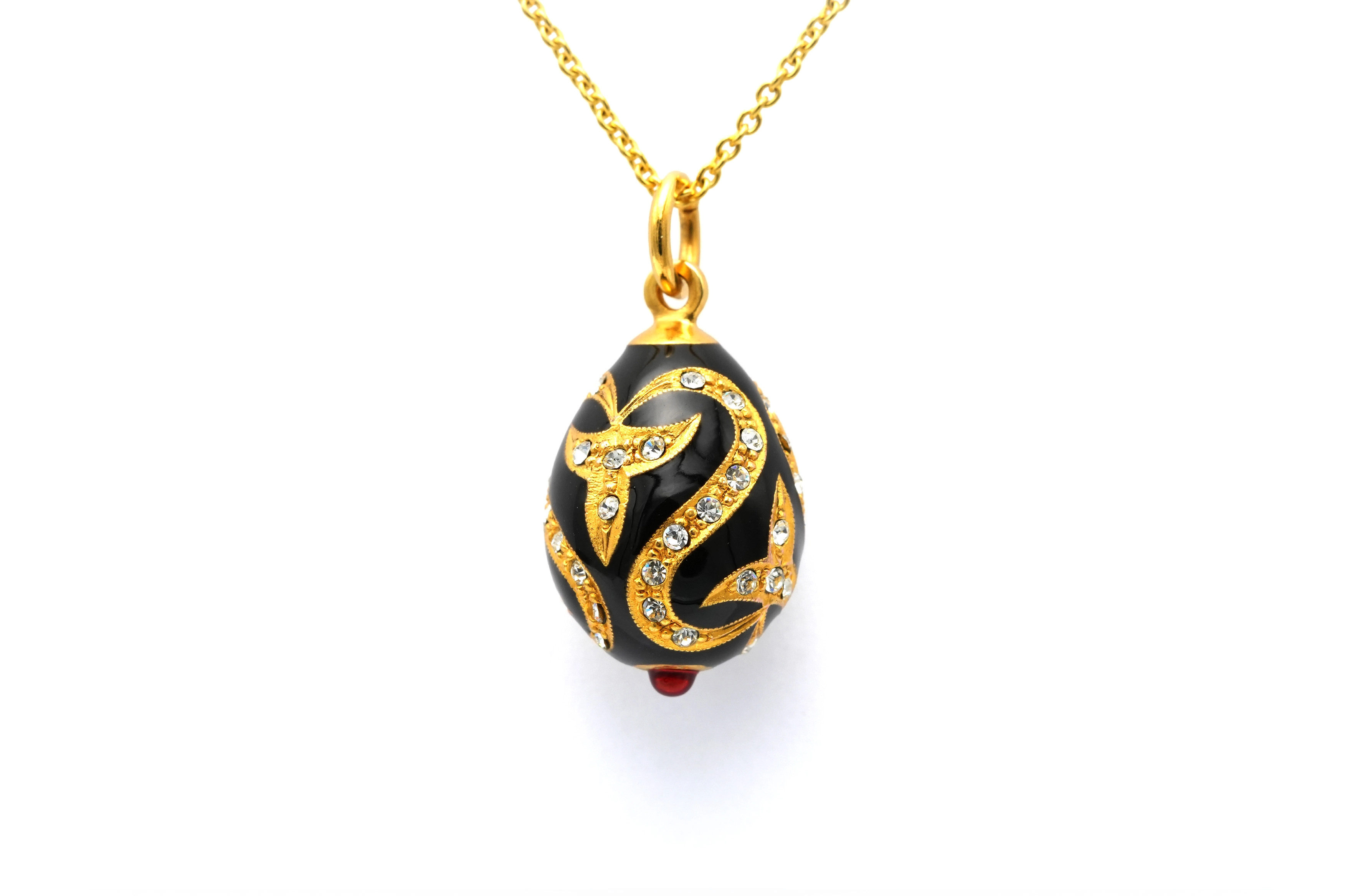 Pendentif contemporain en vermeil serti de strass et d'un grenat - - 1