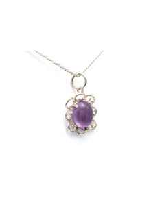 Pendentif Années 70 en argent 925 serti d'une améthyste
