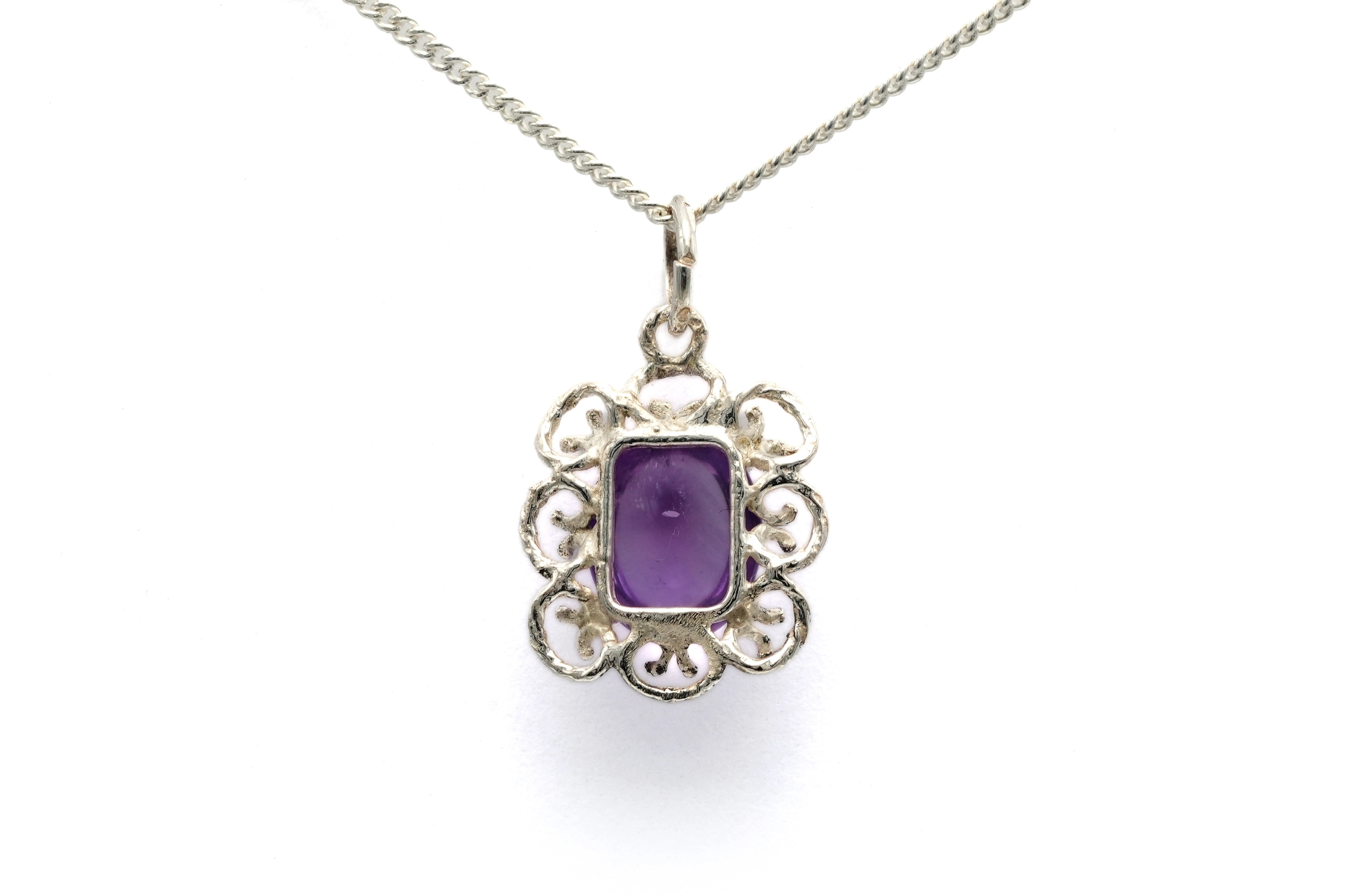 Pendentif Années 70 en argent 925 serti d'une améthyste