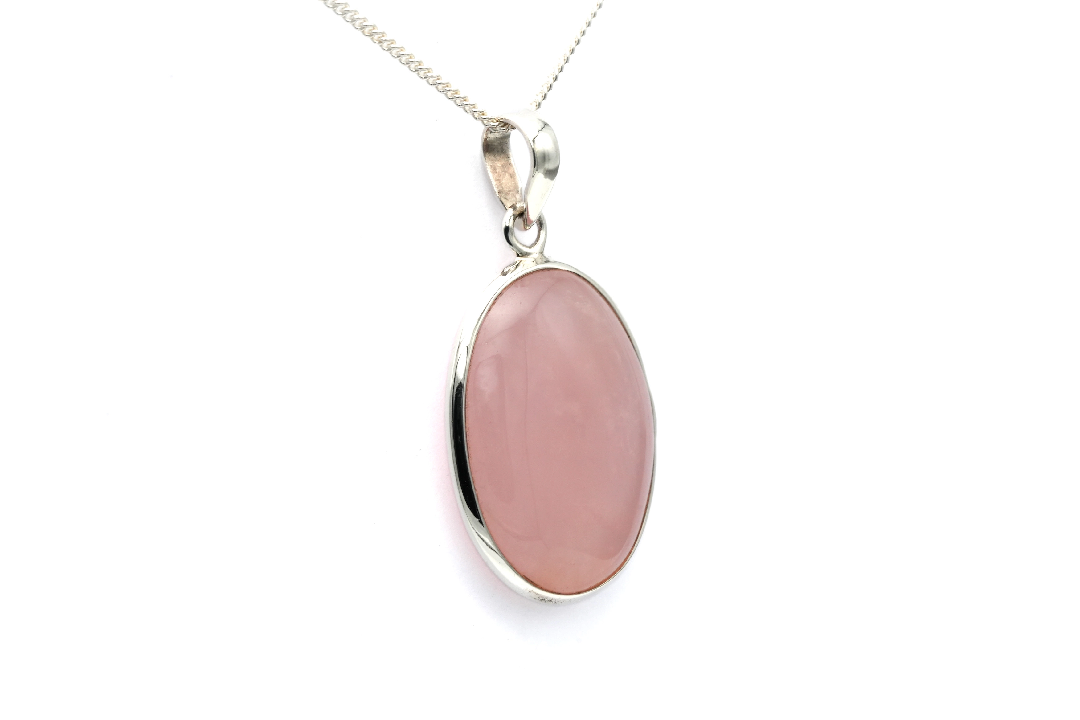 Pendentif contemporain en argent 925 serti d'un quartz rose - - 3
