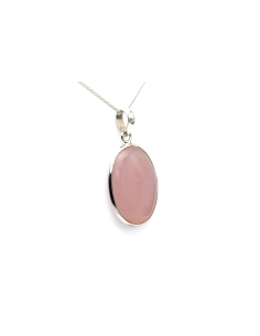 Pendentif contemporain en argent 925 serti d'un quartz rose - - 3