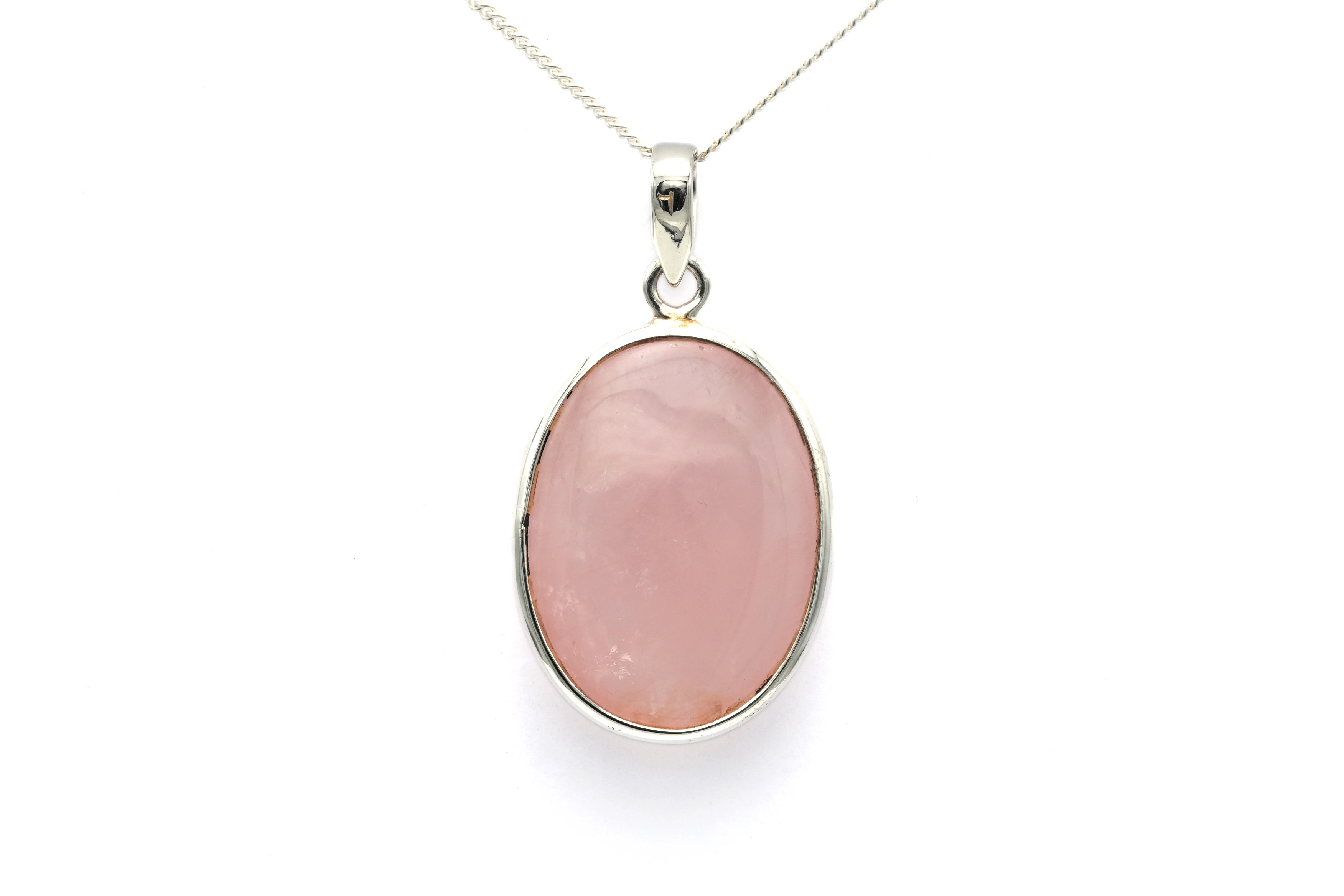 Pendentif contemporain en argent 925 serti d'un quartz rose - - 4