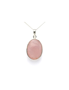 Pendentif contemporain en argent 925 serti d'un quartz rose - - 4