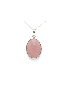 Pendentif contemporain en argent 925 serti d'un quartz rose - - 1