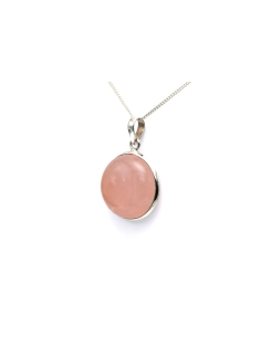 Pendentif contemporain en argent 925 serti d'un quartz rose