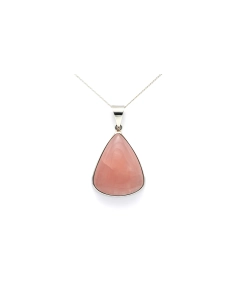 Pendentif contemporain en argent 925 serti d'un quartz rose - - 1