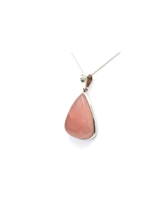 Pendentif contemporain en argent 925 serti d'un quartz rose - - 2