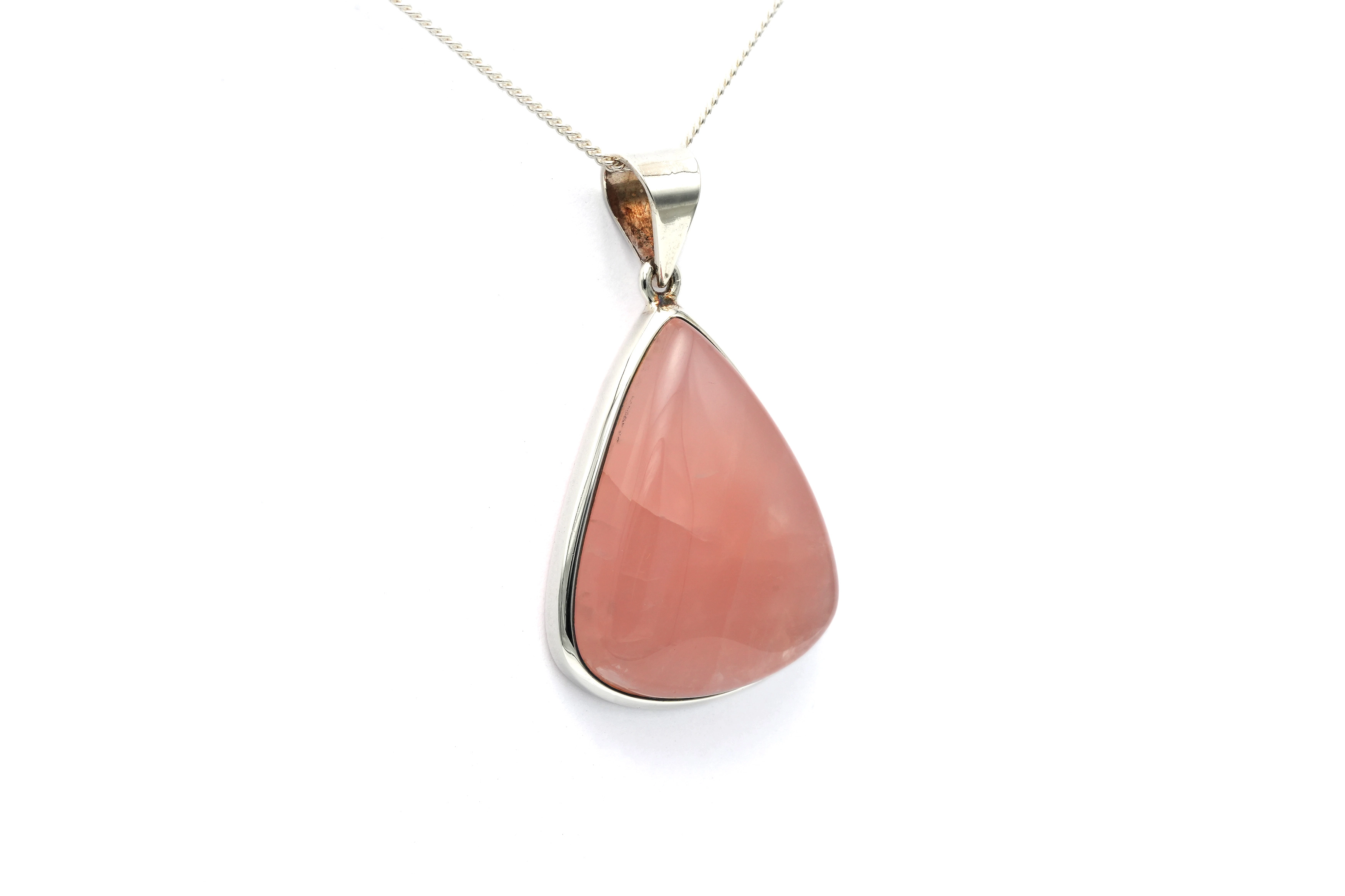 Pendentif contemporain en argent 925 serti d'un quartz rose - - 3