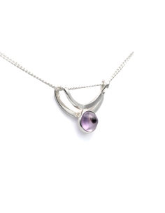 Pendentif Années 70 en argent 925 serti d'une améthyste