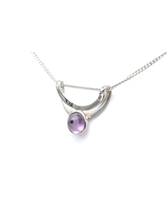 Pendentif Années 70 en argent 925 serti d'une améthyste