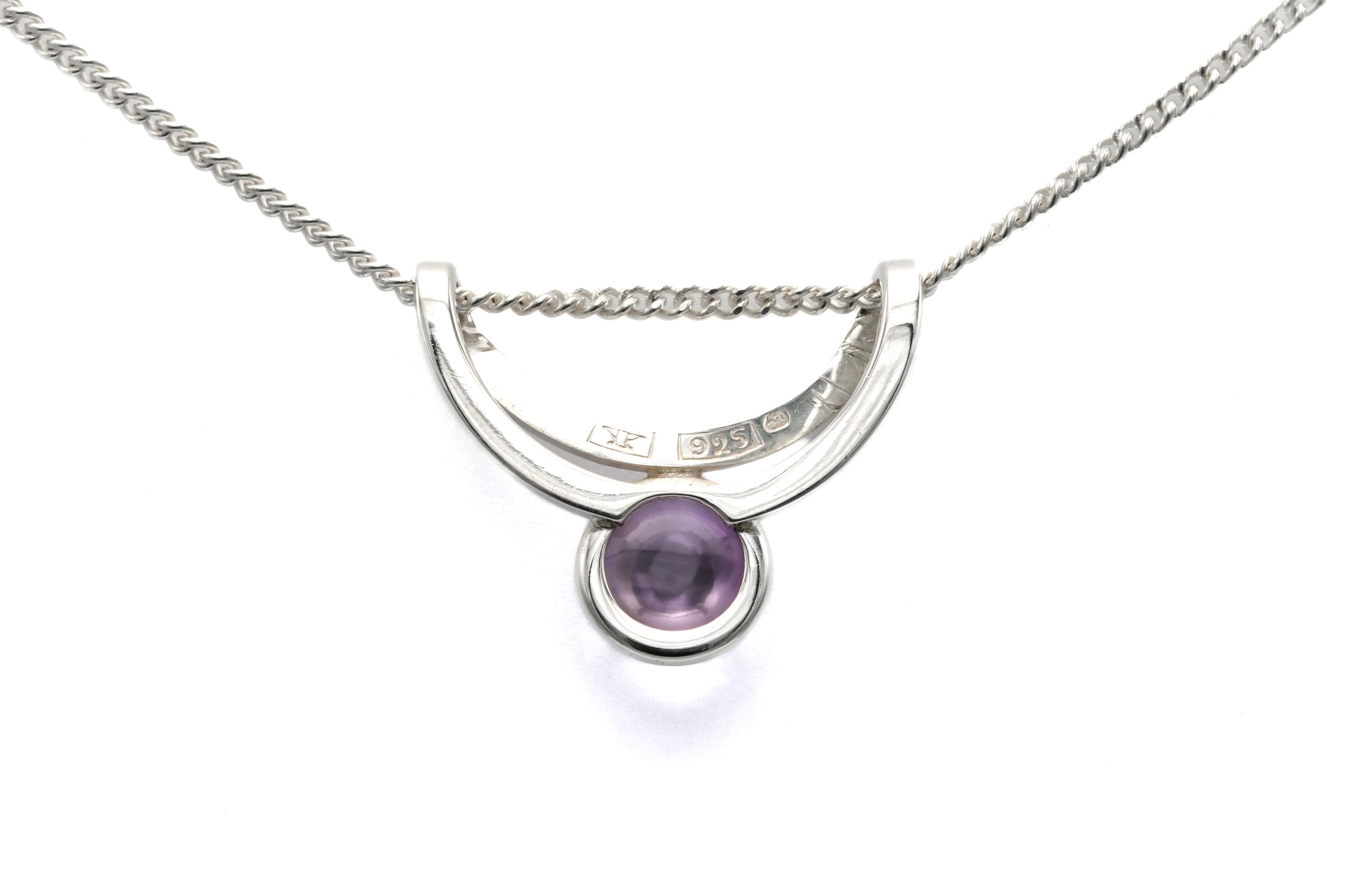 Pendentif Années 70 en argent 925 serti d'une améthyste